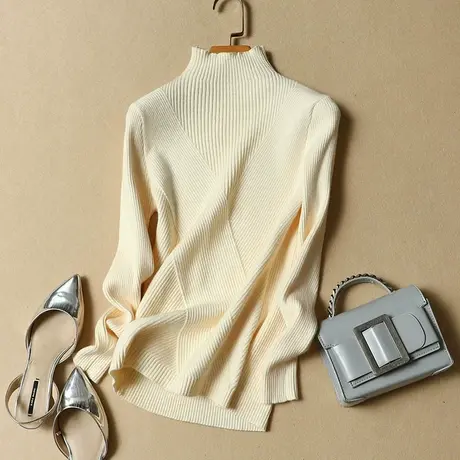 半高领毛衣打底衫女长袖短款线衣秋冬新款套头百搭修身紧身针织衫图片