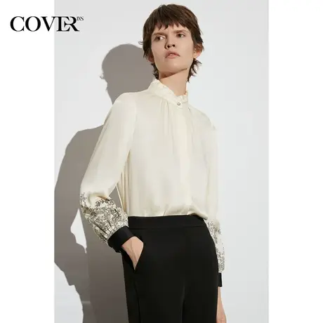 COVER春季醋酸双面缎仿绣花印花衬衫商品大图