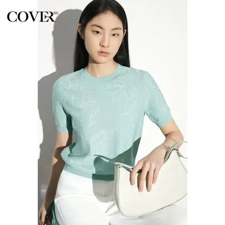 COVER夏季坑条提花挺括针织衫商品大图