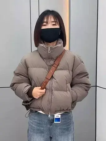 短款立领羽绒服女2023冬季新款纯色时尚加厚保暖小个子面包服外套商品大图