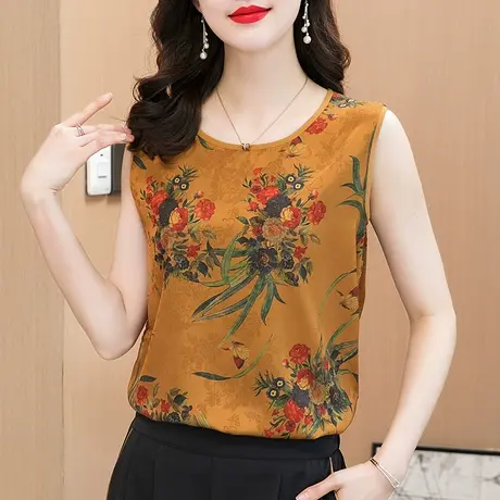 高端内搭打底吊带外穿无袖上衣女妈妈短款内搭复古小吊带上衣商品大图