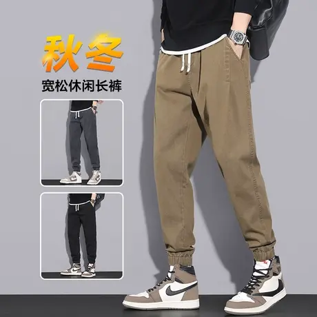 春季春秋款卡其色工装裤男士休闲长裤子秋冬款冬季潮牌加肥加大码商品大图