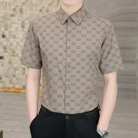 夏季短袖白衬衫商务休闲职业正装衬衣打底短袖寸夏季翻领上衣男士商品大图