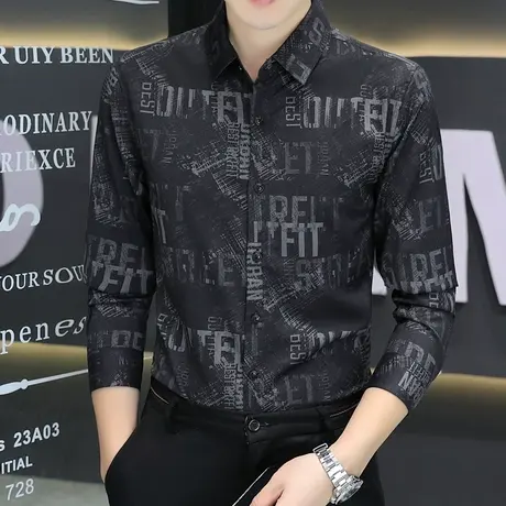 扎染长袖衬衫男秋季日系痞帅衬衣商务春秋设计感高级ins潮流外套图片