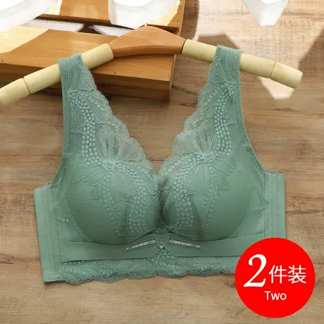 大码文胸薄款大胸显小内衣女士调整型收副乳防下垂蕾丝胸罩无钢圈商品大图
