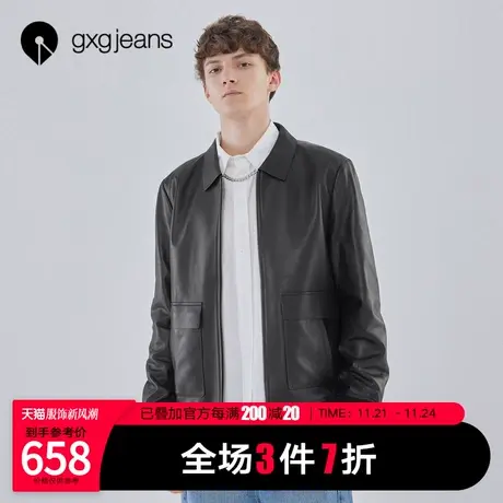 清仓gxgjeans男装上衣2022年秋季皮衣夹克男潮流帅气机车皮衣外套图片