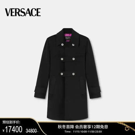 【新年礼物】 VERSACE/范思哲  女士Medusa格纹双排扣美杜莎大衣图片