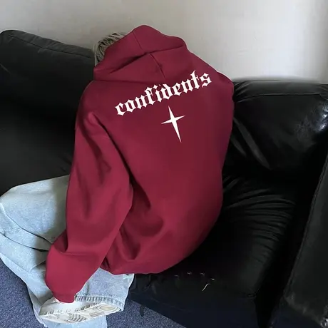 纯棉卫衣男秋冬季新款美式复古重磅oversize连帽衫vibe十字架外套商品大图