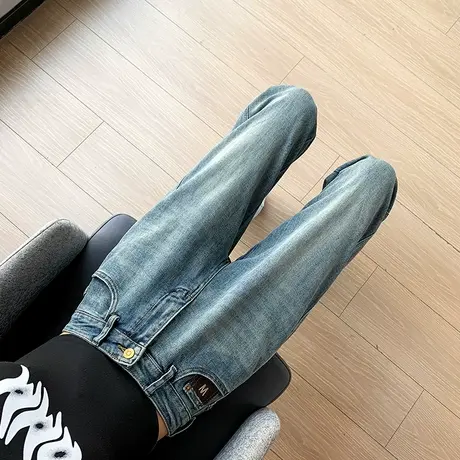 哈伦牛仔裤女2024春秋新款高腰宽松宽松显瘦复古小个子萝卜老爹裤图片