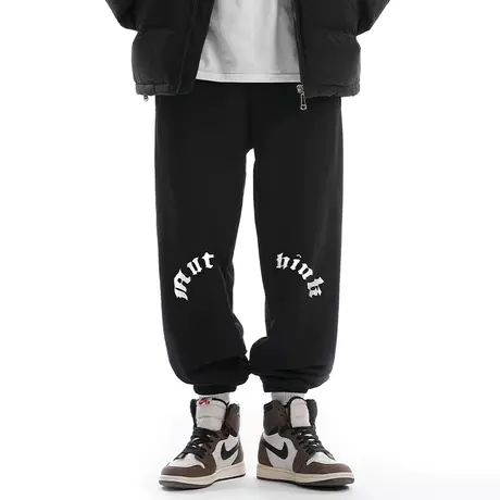 Nuthink港风国潮字母印花束脚裤男潮嘻哈街头宽松加绒运动休闲裤图片