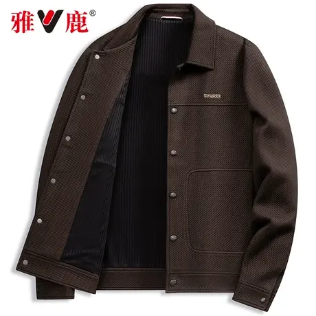 【抗皱面料】雅鹿斜纹夹克男2024春季新款休闲翻领高级感上衣外套图片