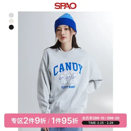 SPAO韩国同款春季新款女士休闲长袖套头卫衣SPMWD4VG52图片