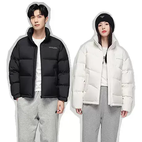 雪中飞羽绒服男女2023新款冬季短款立领面包服时尚休闲情侣款外套图片