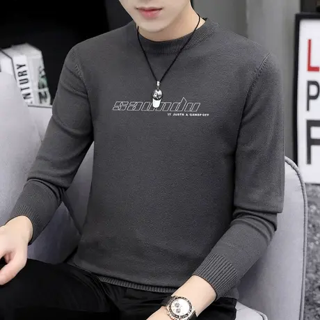 2023新款毛衣男韩版潮流个性线衫圆领打底衫宽松毛衫针织毛线衣男图片