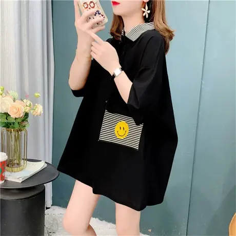 设计感Polo领短袖T恤女2023年新款夏季宽松洋气减龄网红上衣ins潮商品大图