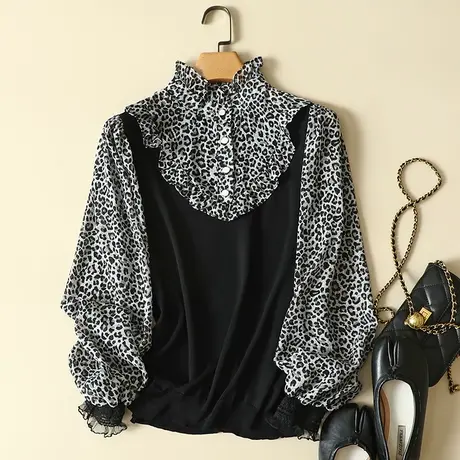 秋季2023年新款雪纺长袖冰丝针织衫女宽松上衣套头毛衣蕾丝打底衫图片