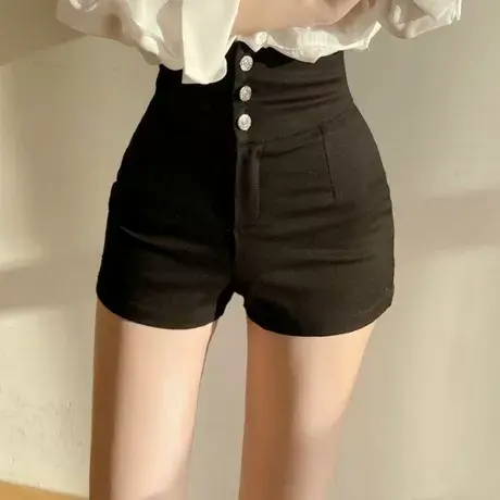 黑色高腰西装短裤女春秋款外穿小个子辣妹显腿长打底热裤夏季包臀图片