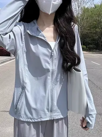 冰丝连帽防晒衣外套女2023新款夏季薄款透气防晒服宽松开衫上衣潮图片