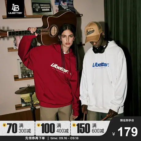 Lilbetter【明星同款】380g重磅加绒卫衣男秋冬连帽情侣外套美式图片