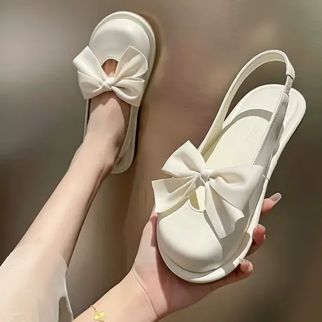 包头半拖鞋女夏外穿2023新款温柔蝴蝶结仙女风一脚蹬懒人穆勒凉拖商品大图