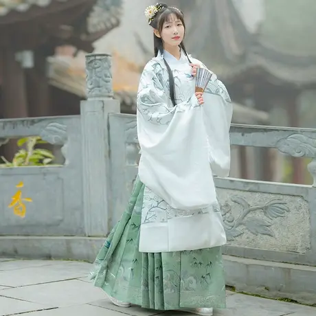 【清熙】如梦霓裳原创汉服女妆花织金圆领袍国风马面裙日常春夏季图片