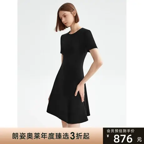 朗姿高级感收腰气质连衣裙2023年夏季新款法式复古显瘦小黑裙短裙商品大图