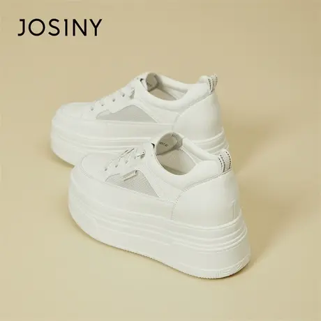 Josiny/卓诗尼内增高小白鞋女款2024新款春季轻便厚底女鞋松糕鞋商品大图