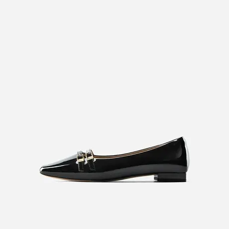Nine West/玖熙2024年春季新款低跟单鞋女小方头漆皮并行扣带女鞋图片