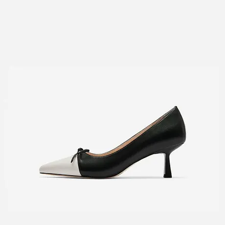 Nine West/玖熙2023年春夏新款高跟鞋女拼色尖头蝴蝶结小猫跟女鞋图片