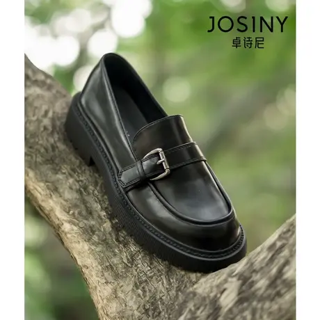卓诗尼2023秋款新款春秋真皮软皮制服鞋jk学院风小皮鞋乐福鞋女商品大图