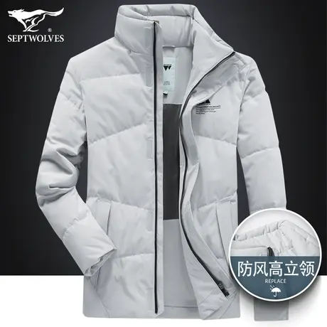 Q七匹狼梭织立领羽绒服2022年秋冬新款青年休闲时尚保暖纯色外套图片