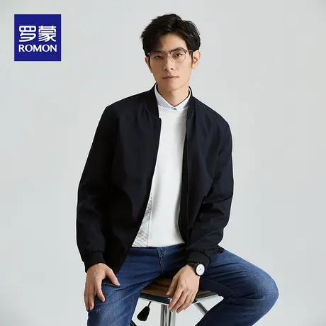 罗蒙外套秋冬装上衣中年男士2023新款加棉休闲翻领商务行政夹克男图片