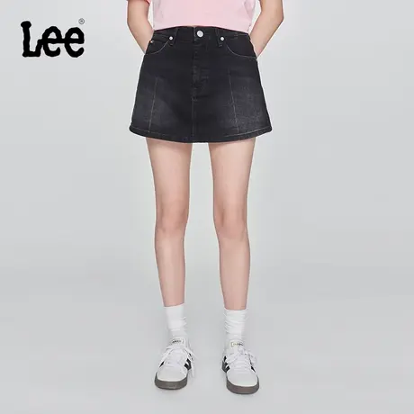 Lee25春夏新品经典五袋款设计黑灰色女牛仔半裙潮流LWB009914201图片