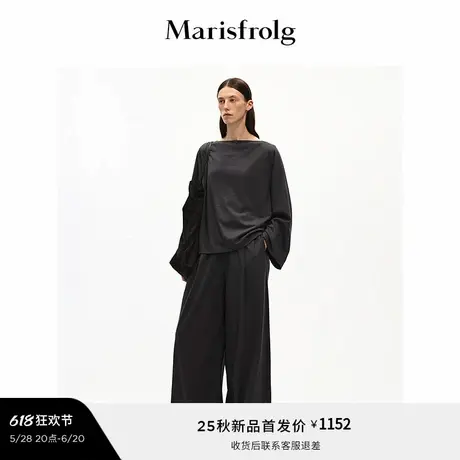 【棉麻混纺】Marisfrolg玛丝菲尔2025秋新款熔岩灰宽松直身休闲裤商品大图