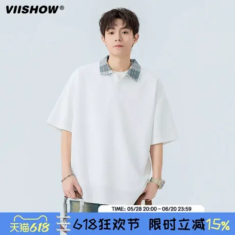 VIISHOWpolo衫短袖T恤男士夏季2025新款潮牌宽松休闲翻领半袖上衣图片