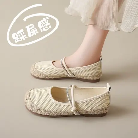 老北京布鞋女年轻款2025夏季舒适平底休闲单鞋一脚蹬孕妇鞋渔夫鞋商品大图