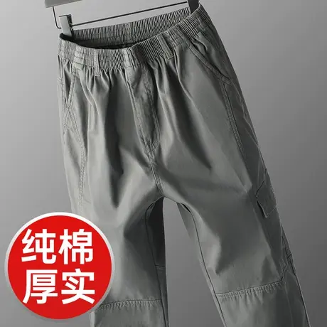 直筒工装裤秋冬宽松加绒厚款休闲裤男款大码冬季裤子爸爸秋装长裤商品大图