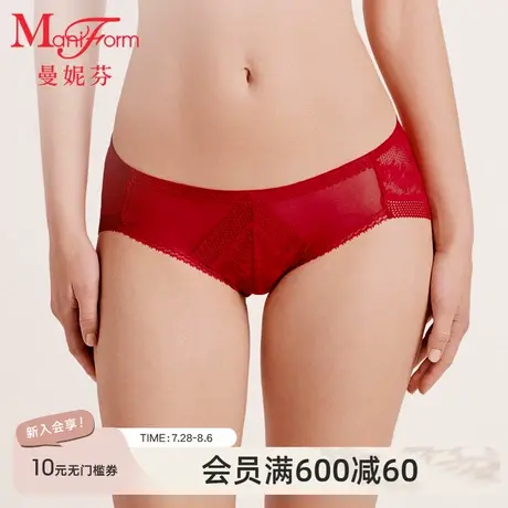 曼妮芬2025夏性感蕾丝低腰三角裤女内裤舒适纯棉内裆底裤20612458商品大图