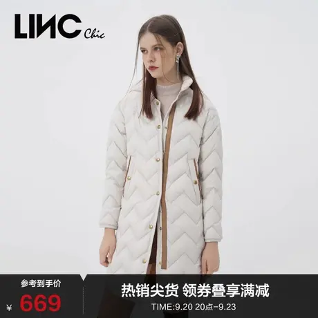 LINCCHIC金羽杰羽绒服修身衬衫式轻薄中长款羽绒服女冬Y22806370商品大图