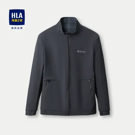 【双面穿】HLA/海澜之家双面穿全能夹克23秋新立领格子字母外套男图片