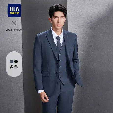 HLA/海澜之家轻商务经典正装24秋季新格纹平驳领职场西服套装男士图片