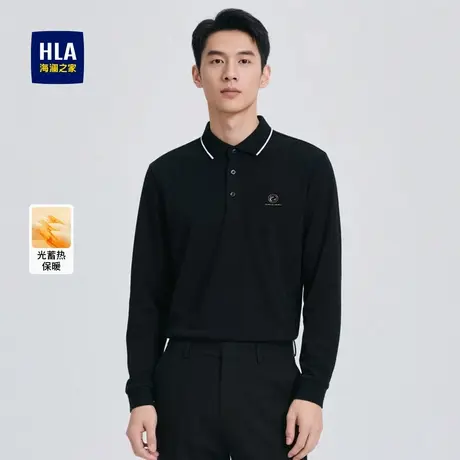 海澜之家秋季男士t恤长袖中年爸爸装保暖polo衫打底体恤秋装上衣商品大图