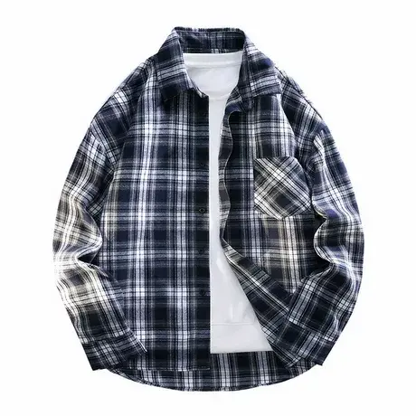 衬衫外套男春秋季新款初高中学生格子夹克男装士青少年潮流衬衣服商品大图