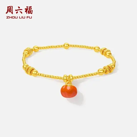 周六福黄金5d硬金手串定价女款柿柿如意好柿发生手串礼物送女友商品大图