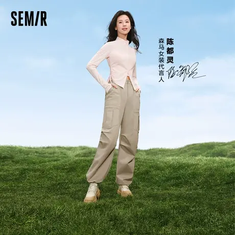 森马休闲裤女纯棉工装裤酷飒2024新款夏季盐系阔腿裤潮酷裤子显XY商品大图