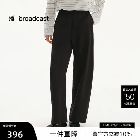 【播奥莱】播垂感运动风休闲裤女25春夏宽松显瘦长裤DDS2KD5120商品大图