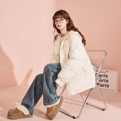 【防水】唐狮羽绒外套女2025新款爆款冬装面包服韩版连帽羽绒服商品大图