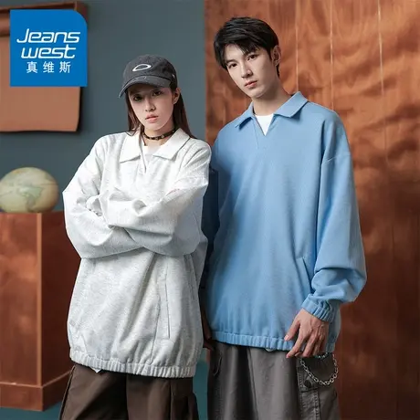 N5真维斯男士翻领卫衣2025新款秋季美式潮牌情侣宽松男生春秋上衣商品大图