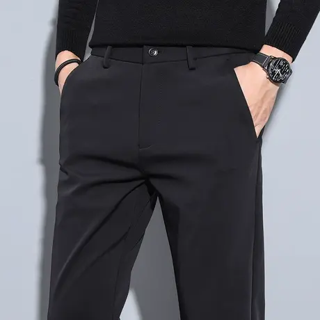 2023年新款男士黑色商务垂感高级西裤秋季修身直筒休闲裤子春秋款商品大图