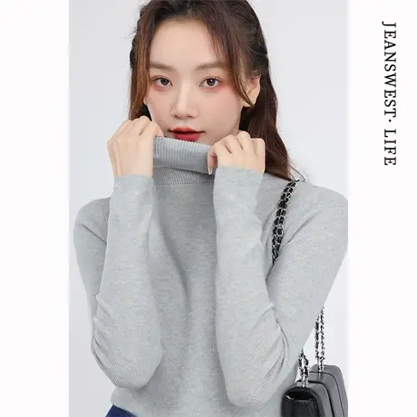 真维斯LIFE毛衣女款2023新款秋冬高领小个子修身毛衫针织衫上衣女图片